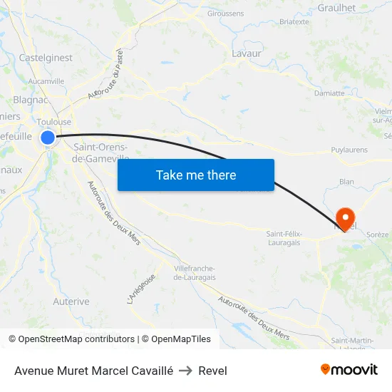 Avenue Muret Marcel Cavaillé to Revel map