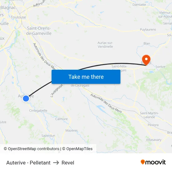 Auterive - Pelletant to Revel map