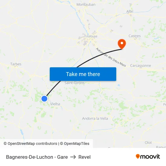 Bagneres-De-Luchon - Gare to Revel map