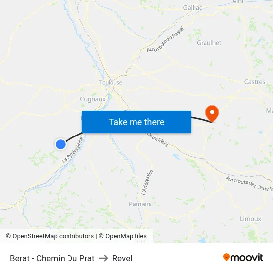 Berat - Chemin Du Prat to Revel map