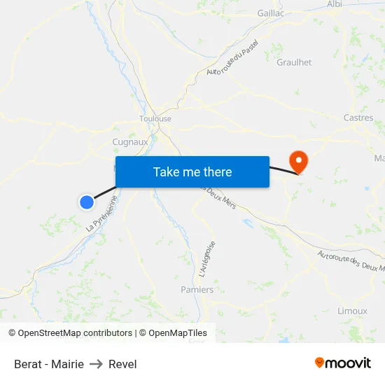 Berat - Mairie to Revel map