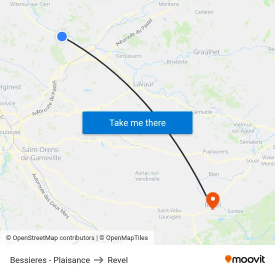 Bessieres - Plaisance to Revel map