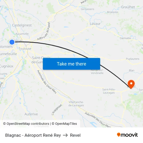 Blagnac - Aéroport René Rey to Revel map