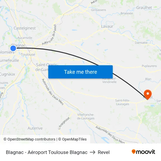 Blagnac - Aéroport Toulouse Blagnac to Revel map