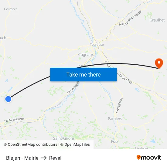 Blajan - Mairie to Revel map