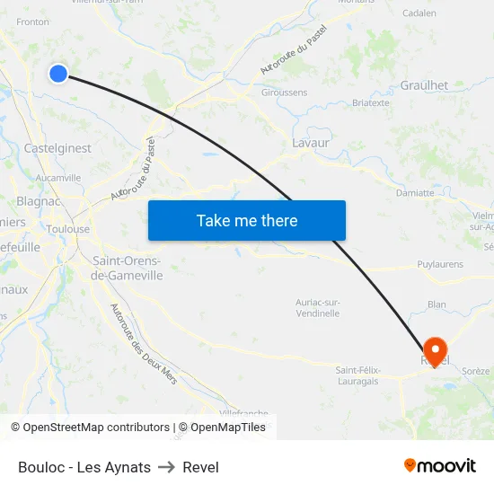 Bouloc - Les Aynats to Revel map