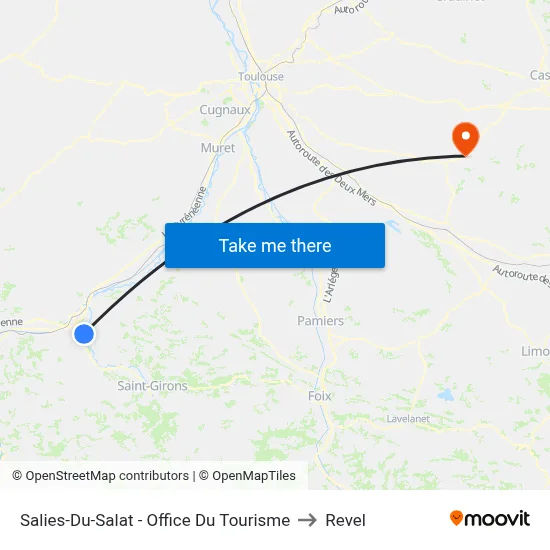 Salies-Du-Salat - Office Du Tourisme to Revel map