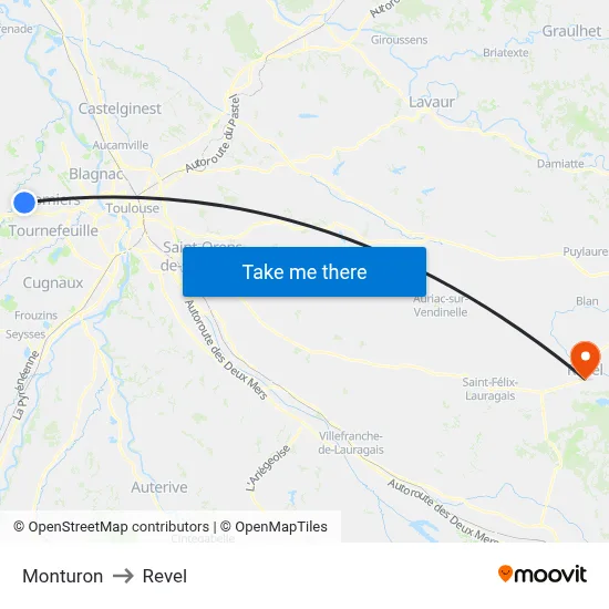 Monturon to Revel map