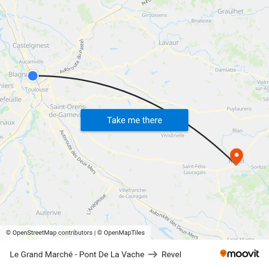 Le Grand Marché - Pont De La Vache to Revel map