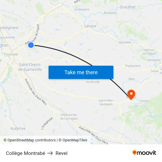 Collège Montrabé to Revel map