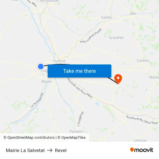 Mairie La Salvetat to Revel map