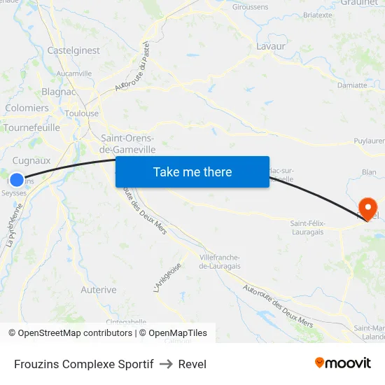 Frouzins Complexe Sportif to Revel map