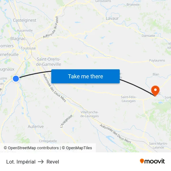 Lot. Impérial to Revel map
