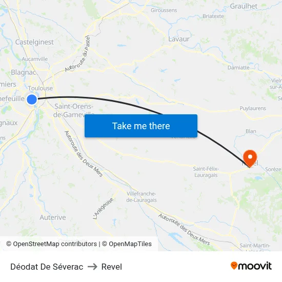 Déodat De Séverac to Revel map