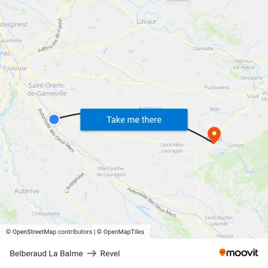 Belberaud La Balme to Revel map