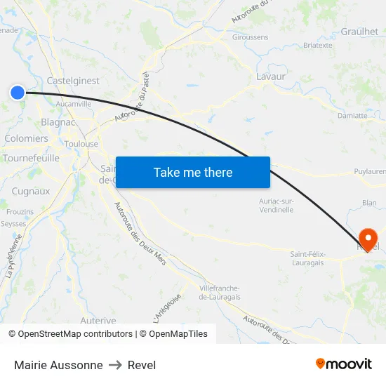 Mairie Aussonne to Revel map
