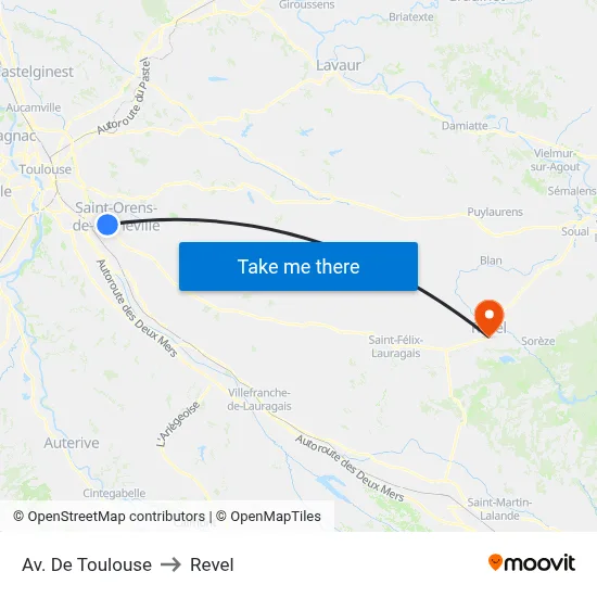 Av. De Toulouse to Revel map
