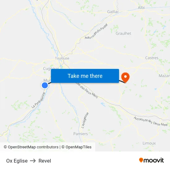 Ox Eglise to Revel map
