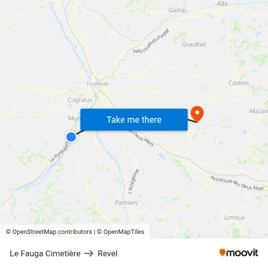 Le Fauga Cimetière to Revel map