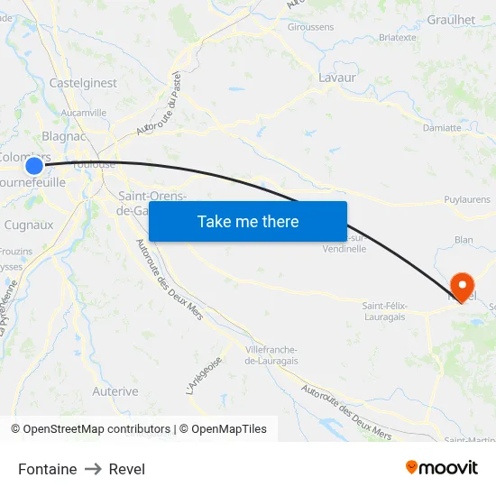 Fontaine to Revel map