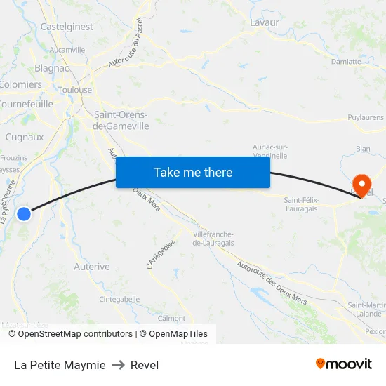 La Petite Maymie to Revel map