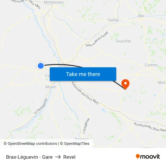 Brax-Léguevin - Gare to Revel map
