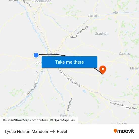 Lycée Nelson Mandela to Revel map