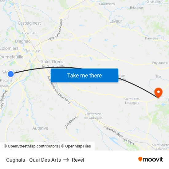 Cugnala - Quai Des Arts to Revel map