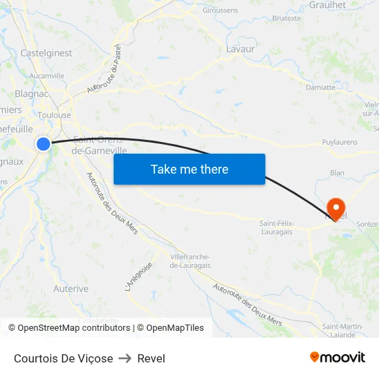 Courtois De Viçose to Revel map