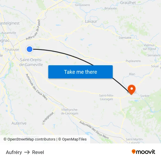 Aufréry to Revel map