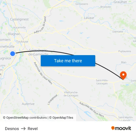 Desnos to Revel map