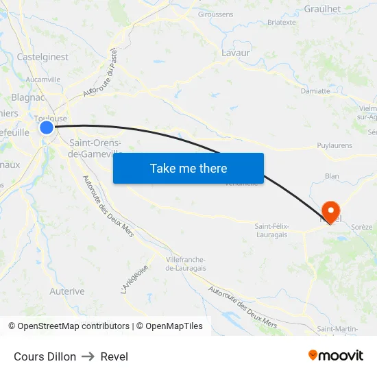 Cours Dillon to Revel map