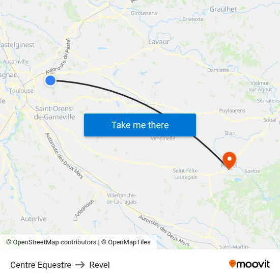 Centre Equestre to Revel map