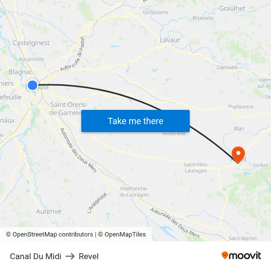 Canal Du Midi to Revel map