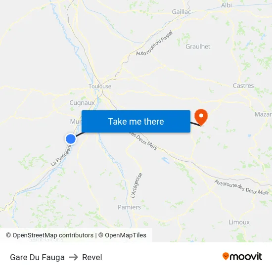 Gare Du Fauga to Revel map