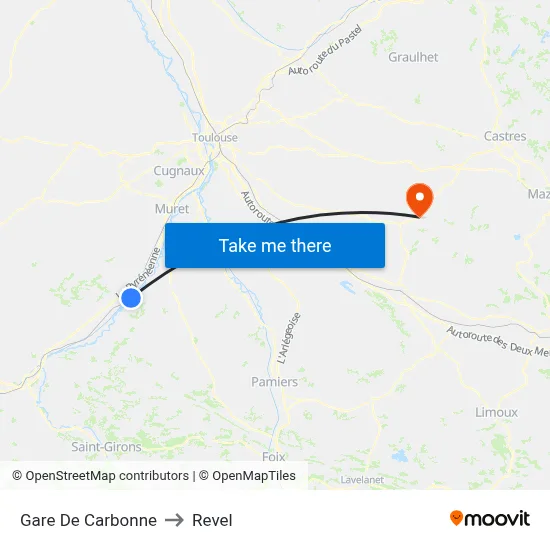 Gare De Carbonne to Revel map