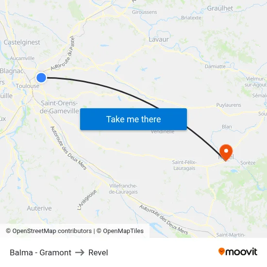 Balma - Gramont to Revel map
