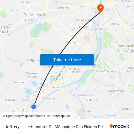 Joffrery Nord to Institut De Mécanique Des Fluides De Toulouse map