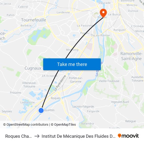 Roques Charmes to Institut De Mécanique Des Fluides De Toulouse map