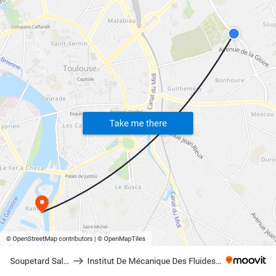 Soupetard Salonique to Institut De Mécanique Des Fluides De Toulouse map