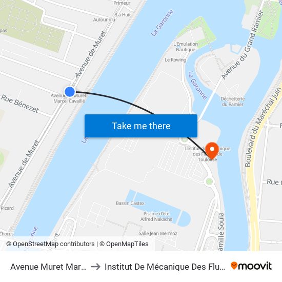 Avenue Muret Marcel Cavaillé to Institut De Mécanique Des Fluides De Toulouse map