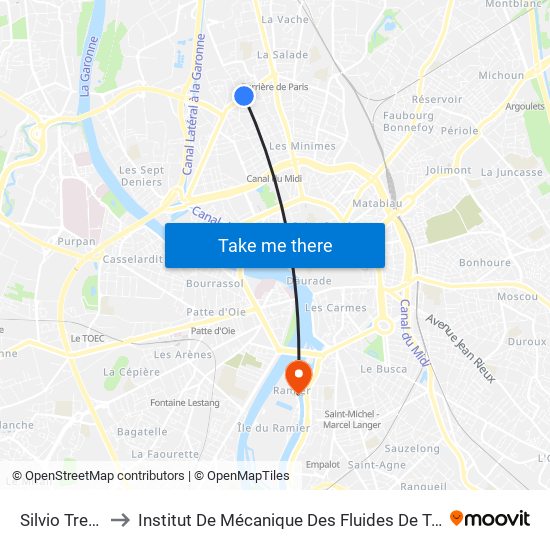 Silvio Trentin to Institut De Mécanique Des Fluides De Toulouse map