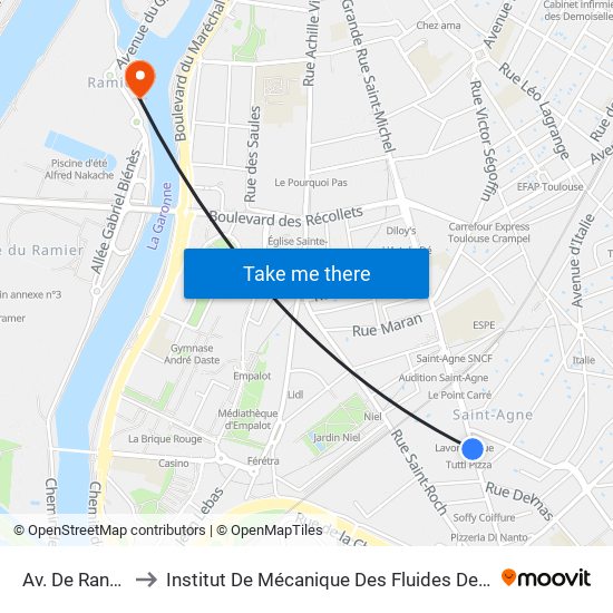 Av. De Rangueil to Institut De Mécanique Des Fluides De Toulouse map