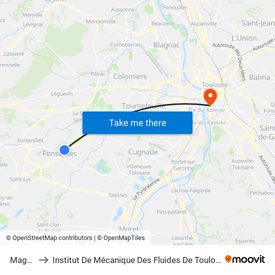 Magne to Institut De Mécanique Des Fluides De Toulouse map