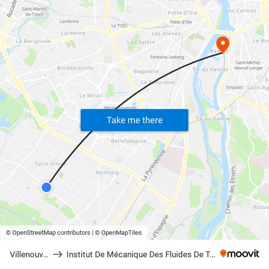 Villenouvelle to Institut De Mécanique Des Fluides De Toulouse map