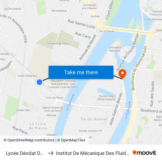 Lycée Déodat De Séverac to Institut De Mécanique Des Fluides De Toulouse map