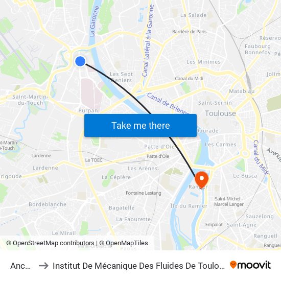 Ancely to Institut De Mécanique Des Fluides De Toulouse map