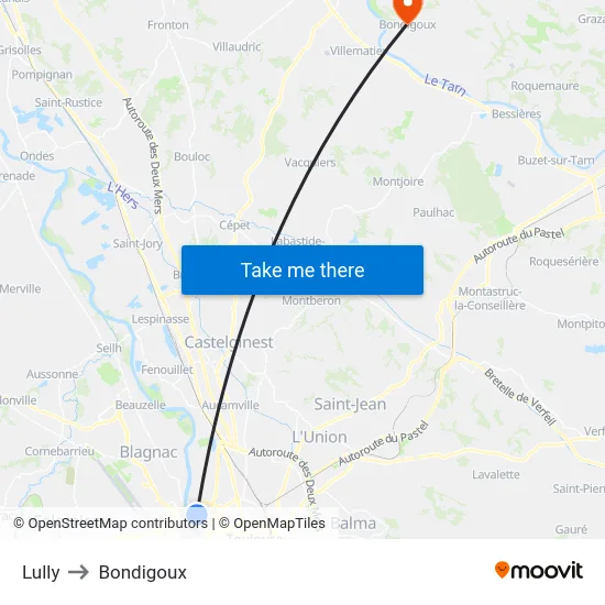 Lully to Bondigoux map