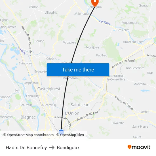 Hauts De Bonnefoy to Bondigoux map