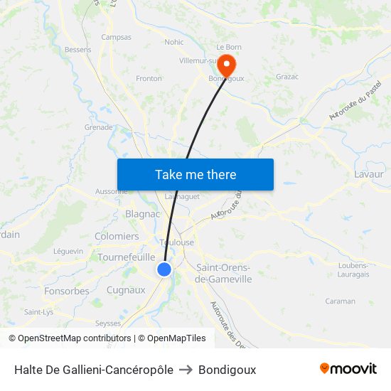 Halte De Gallieni-Cancéropôle to Bondigoux map